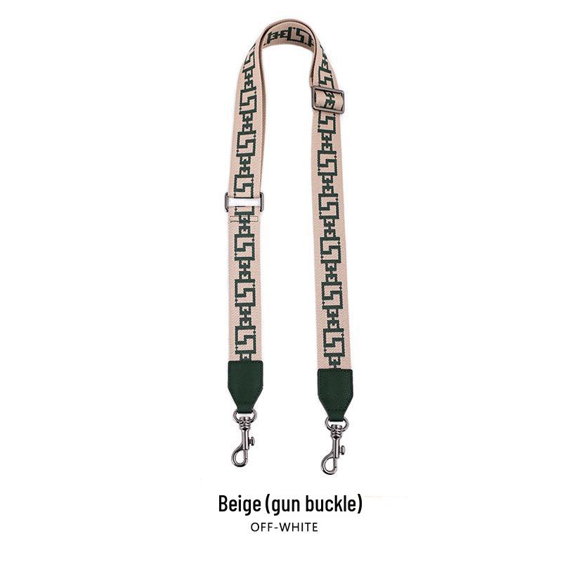 MHS-F-43 Crossbody Bag with Wide Lychee Grain Leather Strap and High-End Canvas Chain Pattern