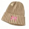 Embroidery Bow Knitted Beanie Cap Cold Proof Kids Knitted Hat cute Baby Knit Hat  Girls