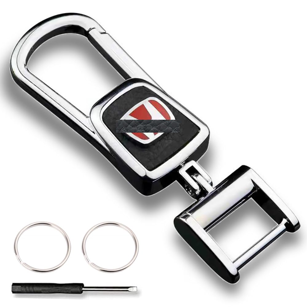 EZRA Key Holder, Car Keychain, Durable Metal, Key Case, Stylish, Metal Car Logo, Suitable for Honda (red logo)