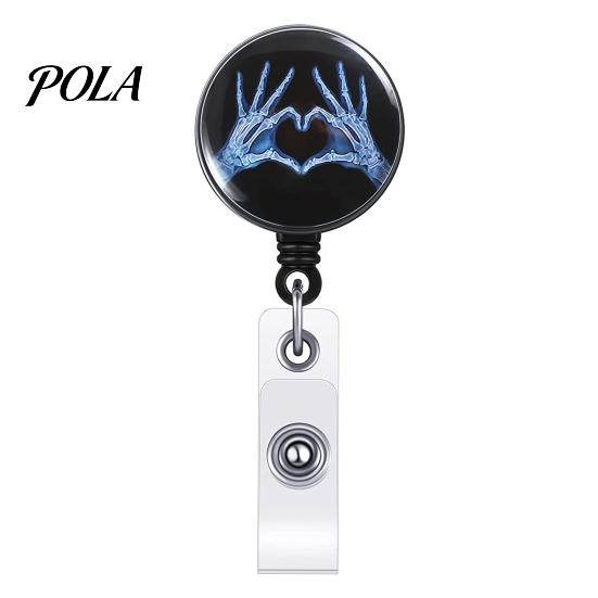Nurse ID Holder Radiology Badge Reel, Retractable Skeleton with Clip, Chest Anatomy Reel Skull Bones Patterns Name Card for Doctor Cards
