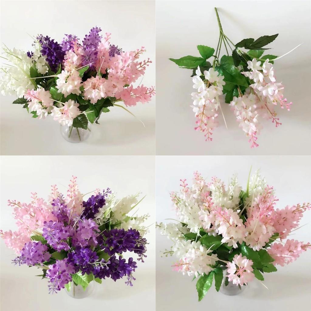 Beautiful 5 Heads Artificial Hyacinth Fake Silk Flowers Bouquet For Wedding And Home Decor