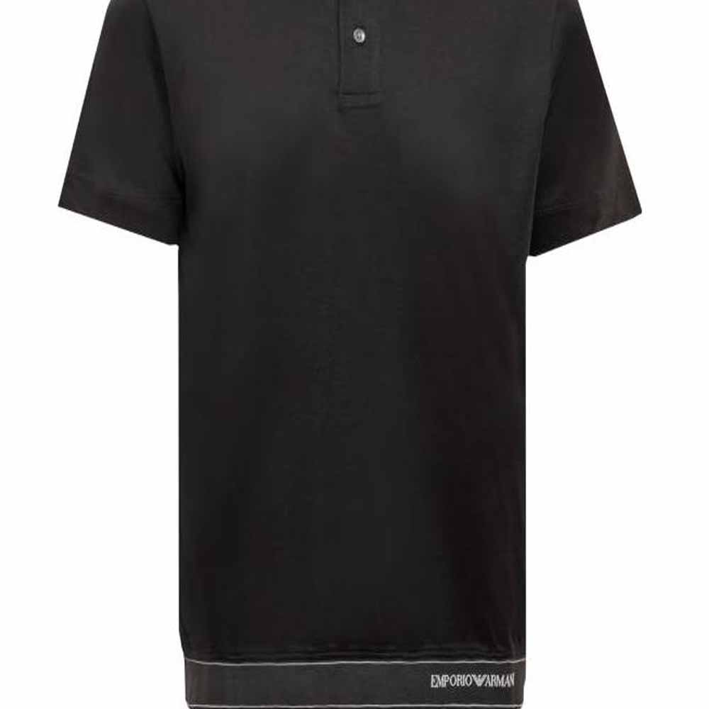 Emporio Armani SS23 Button Letter Logo Embroidered Short Sleeve Polo Shirt Men tops Black 3R1F761JUVZ0999