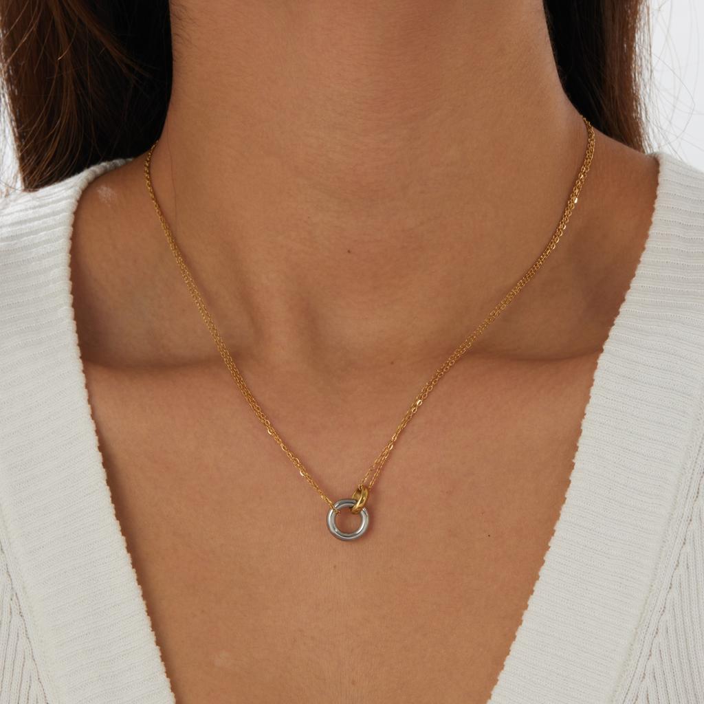 Nerezová ocel 316L Propojený kruhový přívěsek Náhrdelníky Pro ženy Dámské Minimalistické Módní Nové Trendy Šperky Party Dárek