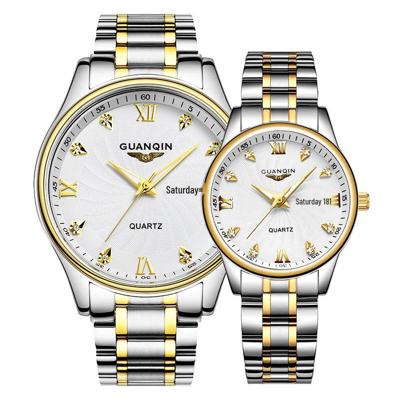 

Пара светящихся кварцевых часов для мужчин и женщин со стальными браслетами - Бесплатная гравировка