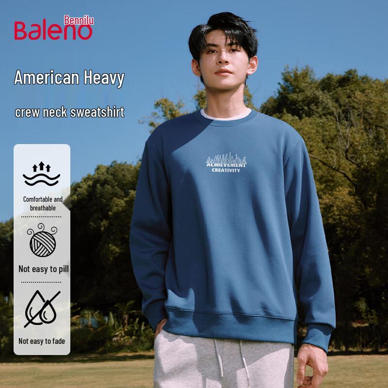 Baleno Men's Casual Round Neck Loose Fit Long Sleeve Sweatshirt