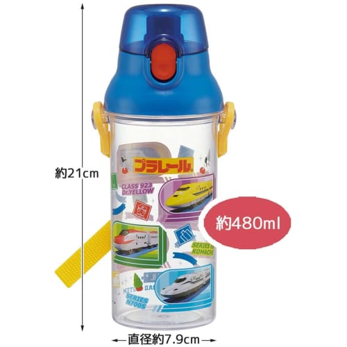 Láhev na vodu Skater 480ml Plarail 24 Plastová průhledná láhev pro děti Vyrobeno v Japonsku PSB5TR-A