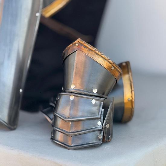 Moria Dwarf Dwarven Steel Knight Armor Suit Full Body Armor With Cuirass,Pauldrons,Bracers,Greaves,Helmet Cosplay  Larp LOTR Full Body Ar