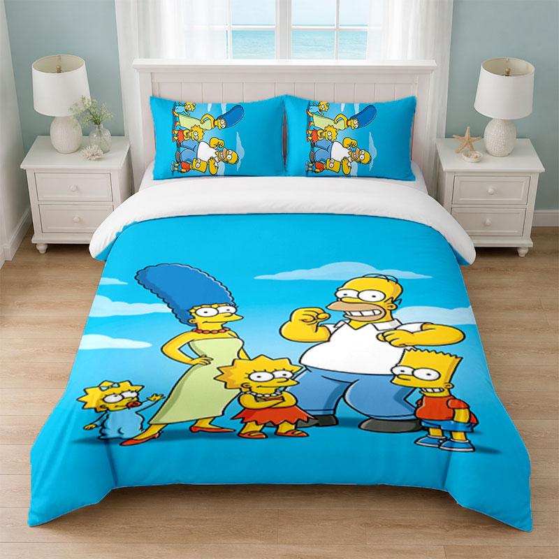 The Simpsons Bedroom 3Pcs Bedding Set Soft Bed Sheet Pillowcases Home Bedding Decoration
