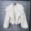 Womens Faux Fur Coat Loose Blazer Collar Tie-dye Plush Winter Warm Outerwear