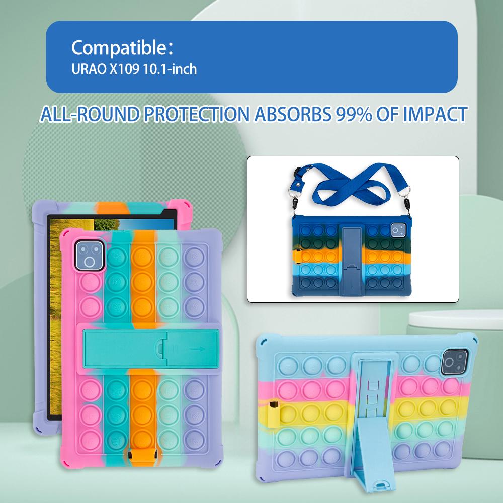 Soft Bubble Silicone Case For URAO X109 10.1 Inch Kids Stand Tablet Cover Shell With Adjust Shoulder Strap