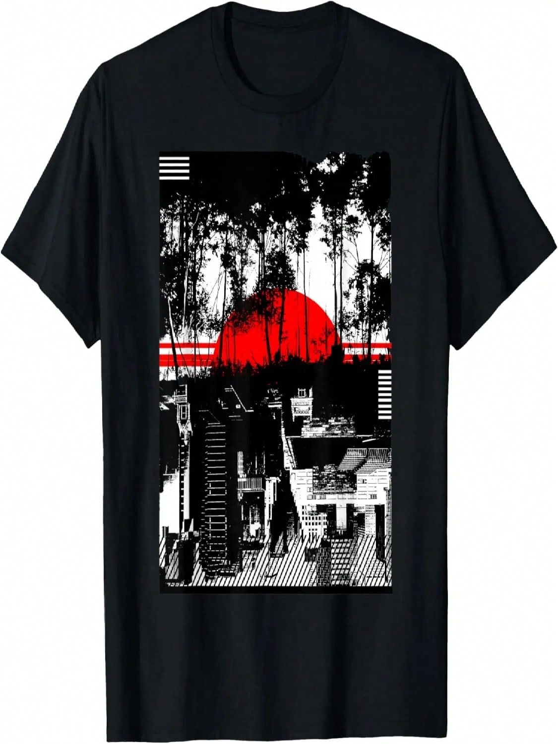 Urban City Silhouetted Tonal Black & White Graphic T-Shirt T-Shirt S разноцветный