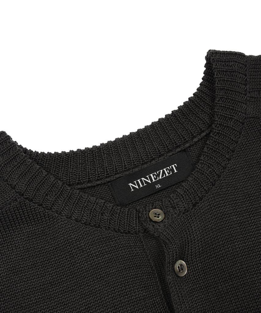 NINEZ Henley Neck Short Sleeve Muscle Knit (Charcoal)