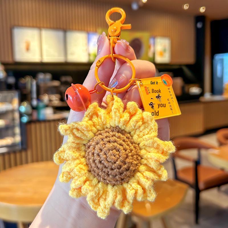 Women s Handmade Crochet Sunflower Keychain - Perfect Teacher s Day Backpack Pendant Gift