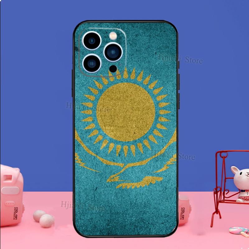 Kazakhstan flag Phone Case For iPhone 16 15 11 12 13 14 Pro Max Mini X XS XR Plus SE2 Funda Coque Capa Cover