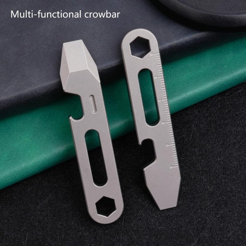 Compactly Titaniums Camping Tool Keychain Screwdriver Bottle Opener Multifunctional Ruler Portable Outdoor Accessory