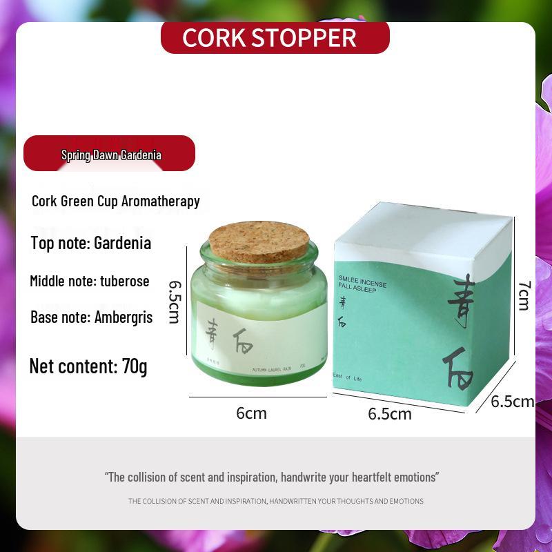High-End Soy Wax Aromatherapy Candle - Green Cup with Wood Stopper, Smokeless & Fragrant, Perfect for Home, Birthday, Wedding, or Party Favors.
