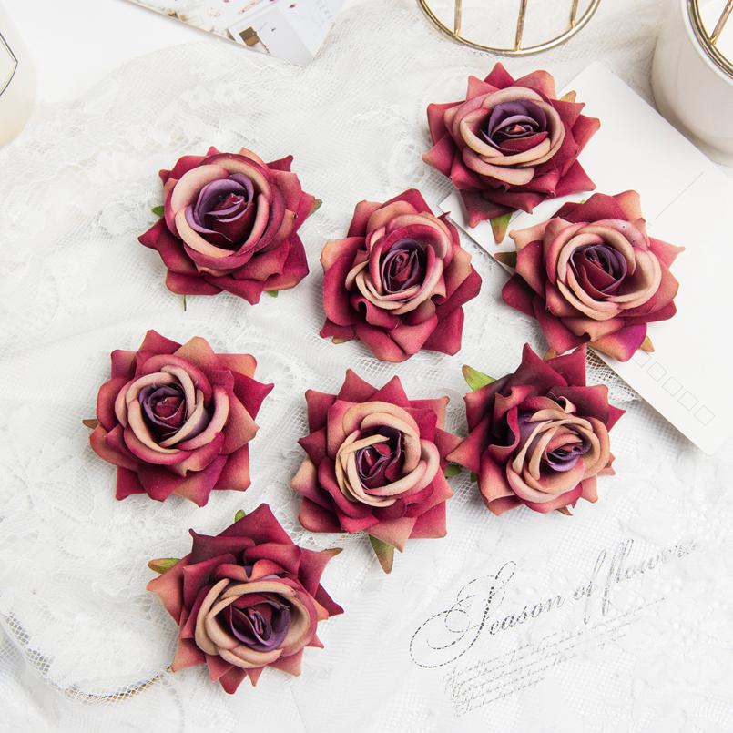 10 Pieces High Quality Flannel Roses Head Wedding Scrapbooking Home Decoration Bridal Accessories Clearance Artificial Flowers
