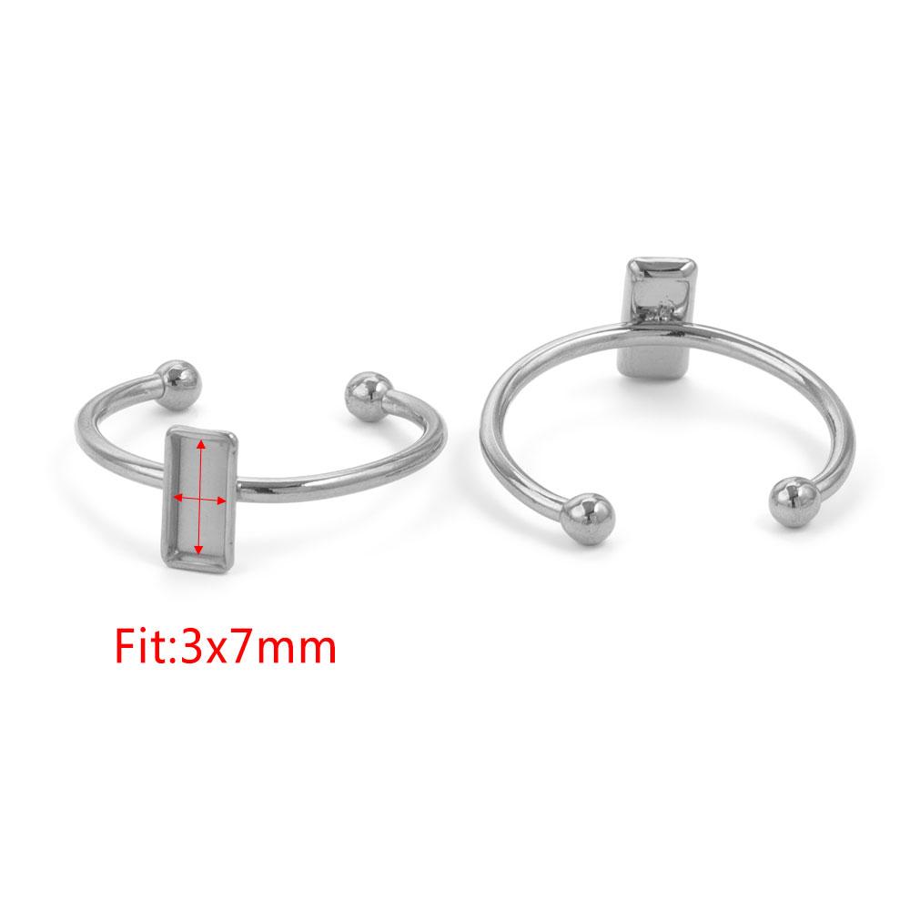 10 Stück Verstellbare Edelstahl Offene Ringfassungen Leere Basis Fassung Cabochon Ringe Für Schmuckherstellung DIY Fingerring Leere