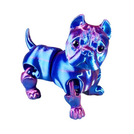 Figurka Buldoga Drukowana 3D Z Ruchomymi Stawami Figurka Psa Model Szczeniaka z Artykulacją Zabawka Fidget Dekoracja na Półkę Domową Biurową Ozdoba