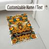 Golden Honey Bee Theme Soft Crystal Velvet Rug Custom Name & Text Print Non Slip Floor Rug for Bedroom Living Room