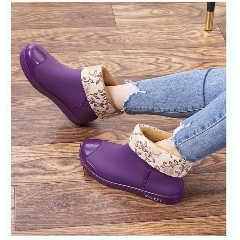 Women's Fashion Trend Outdoor Cotton Low Tube Cotton Rain Shoes