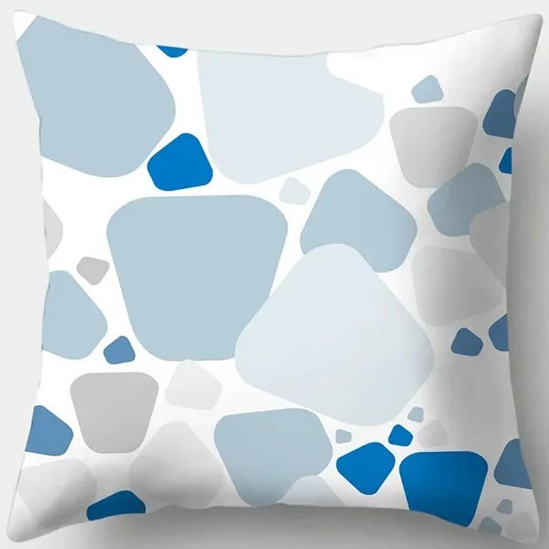 Blue Geometric and Brushstroke Pillow Covers Pattern Cushion Cover Suitable for Sofa Bedroom Car Pillow Cover