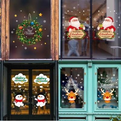 Leuke elanden kerst muurstickers vensterglas festival stickers kerstman muurschilderingen nieuwjaar kerst decora