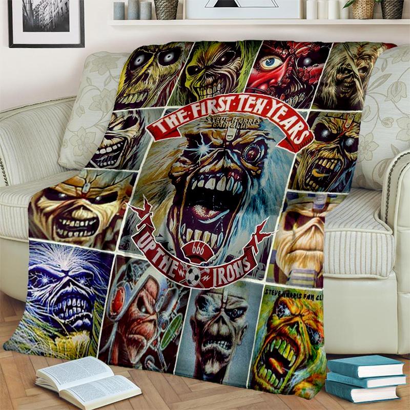 HD I-Iron Maiden Heavy Metal Band 3D Blanket,Soft Throw Blanket for Home Bedroom Bed Sofa Picnic Travel Office Cover Blanket Kid