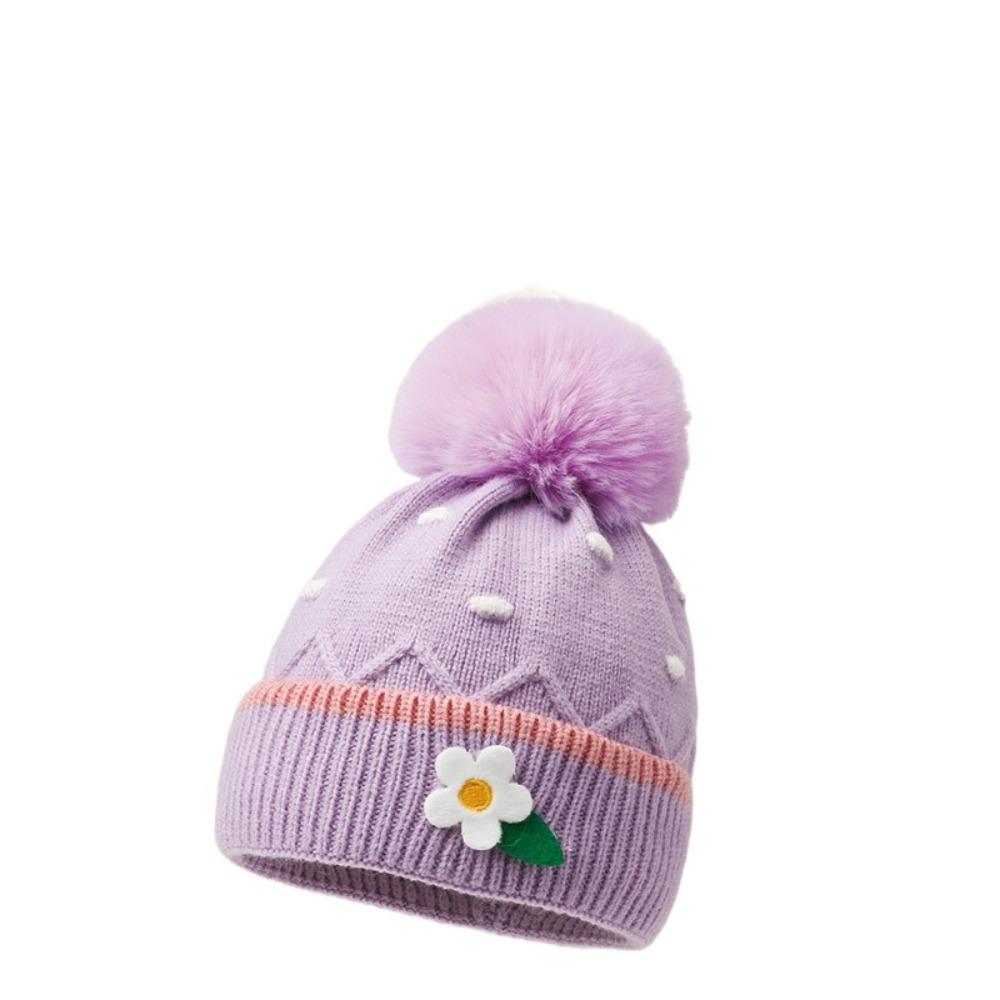 Solid Color Knitted Hats Woolen Balls Woolen Hats Cartoon Baby Hat  Unisex