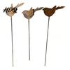 Decorative Outdoor Ornaments 3PCS Rusty Metal Bird Ground Stake Cute Birds Sculpture Animals Landscaping Decor Garden Stake for Yard Decor,