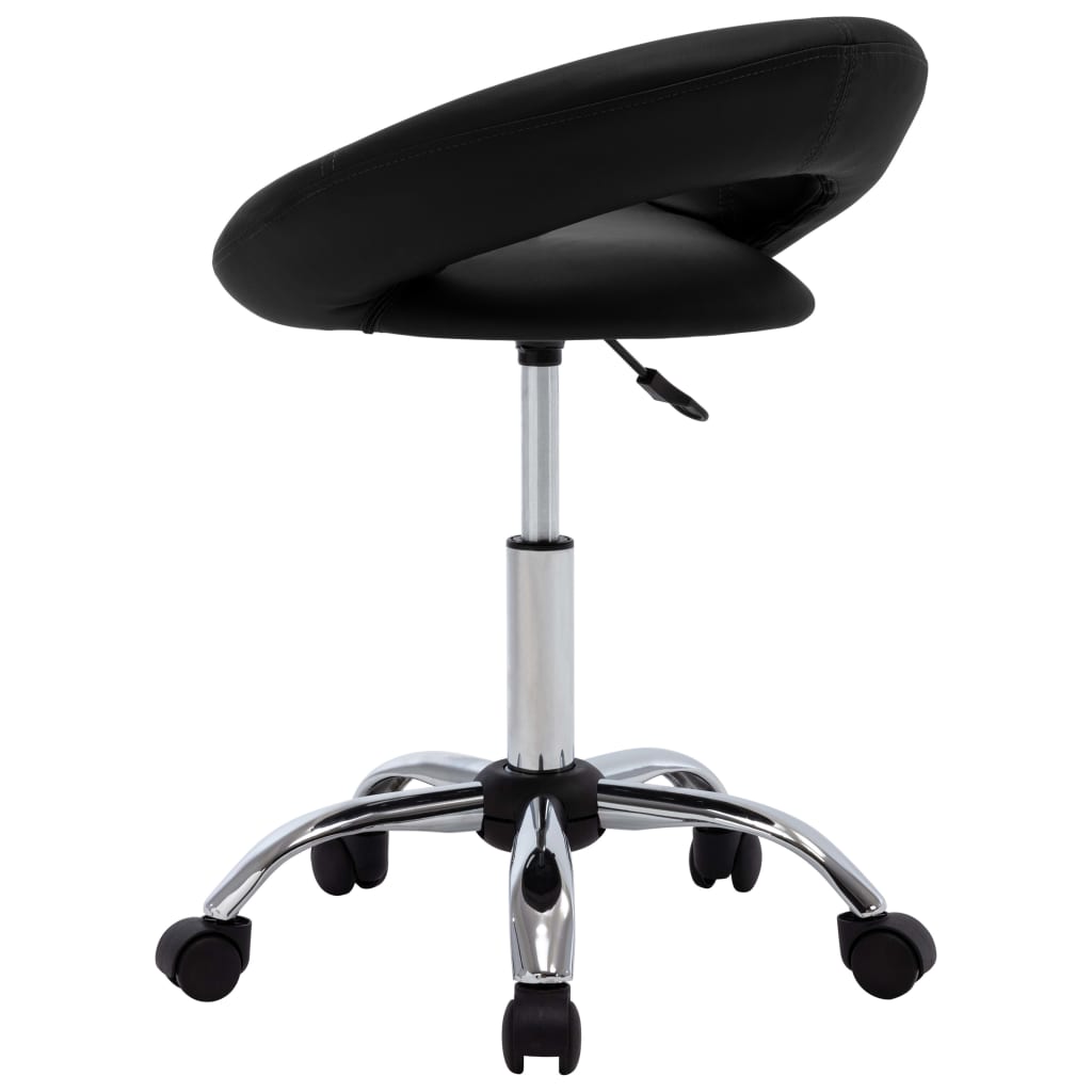 Rolling Work Stool Black Synthetic Leather