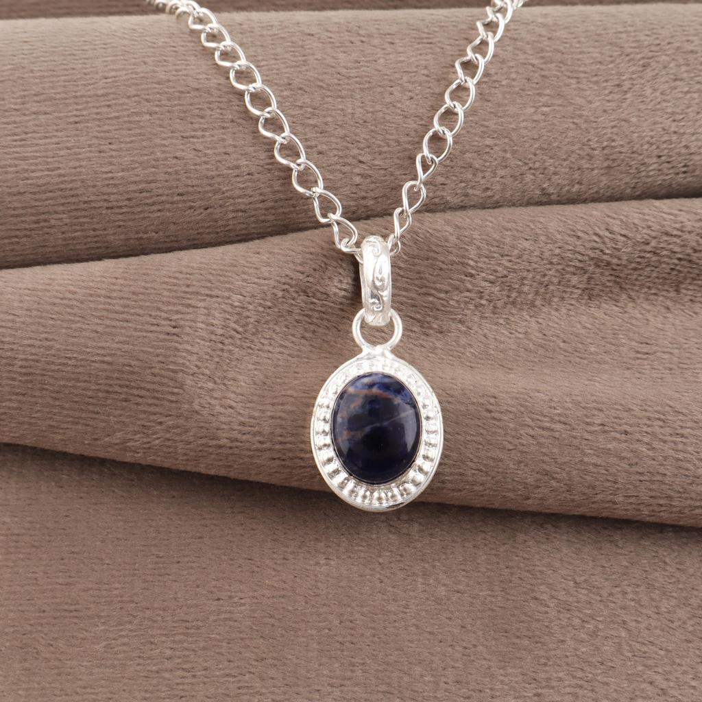 Sodalite Jewelry, Handmade 925 Solid Sterling Silver Pendant Handmade Beautiful Silver Jewelry Women's Pendant For Her