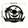 Custom Name Tropical Beach Metal Wall Art Sunset Seascape for Home Garden Patio