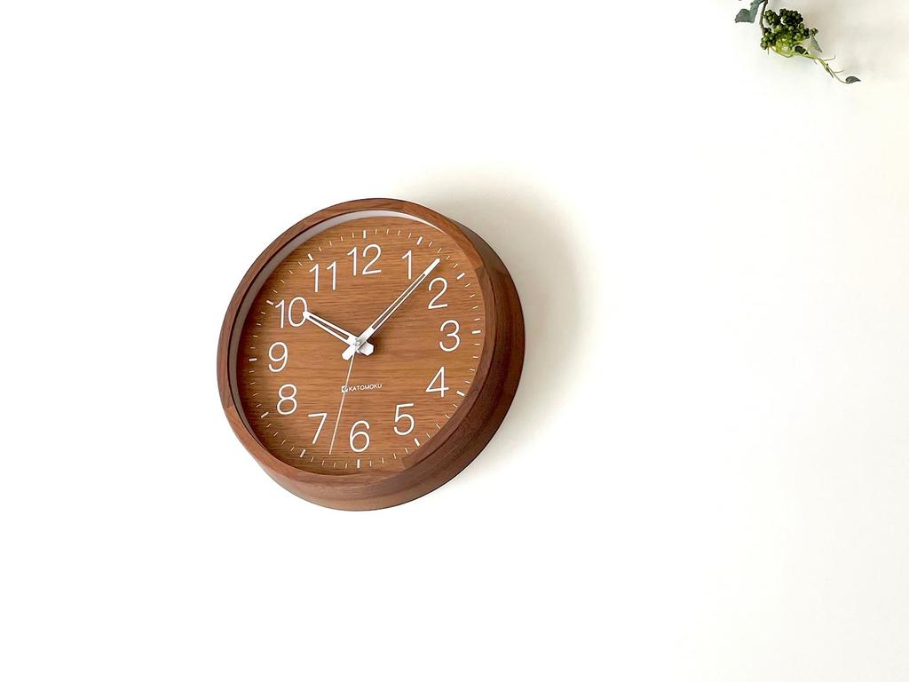 KATOMOKU Muku Clock 2 Walnut Wall Clock with Continuous Second Hand Radio km-46WARCS 306mm (SKP Clock)