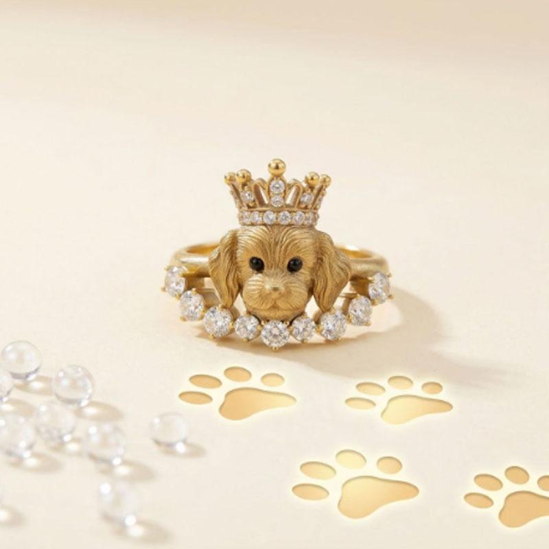 Cute Cartoon Pet Dog Open Ring, Niche Puppy Memorial Adjustable Finger Jewelry, Lovely Pet Ornament