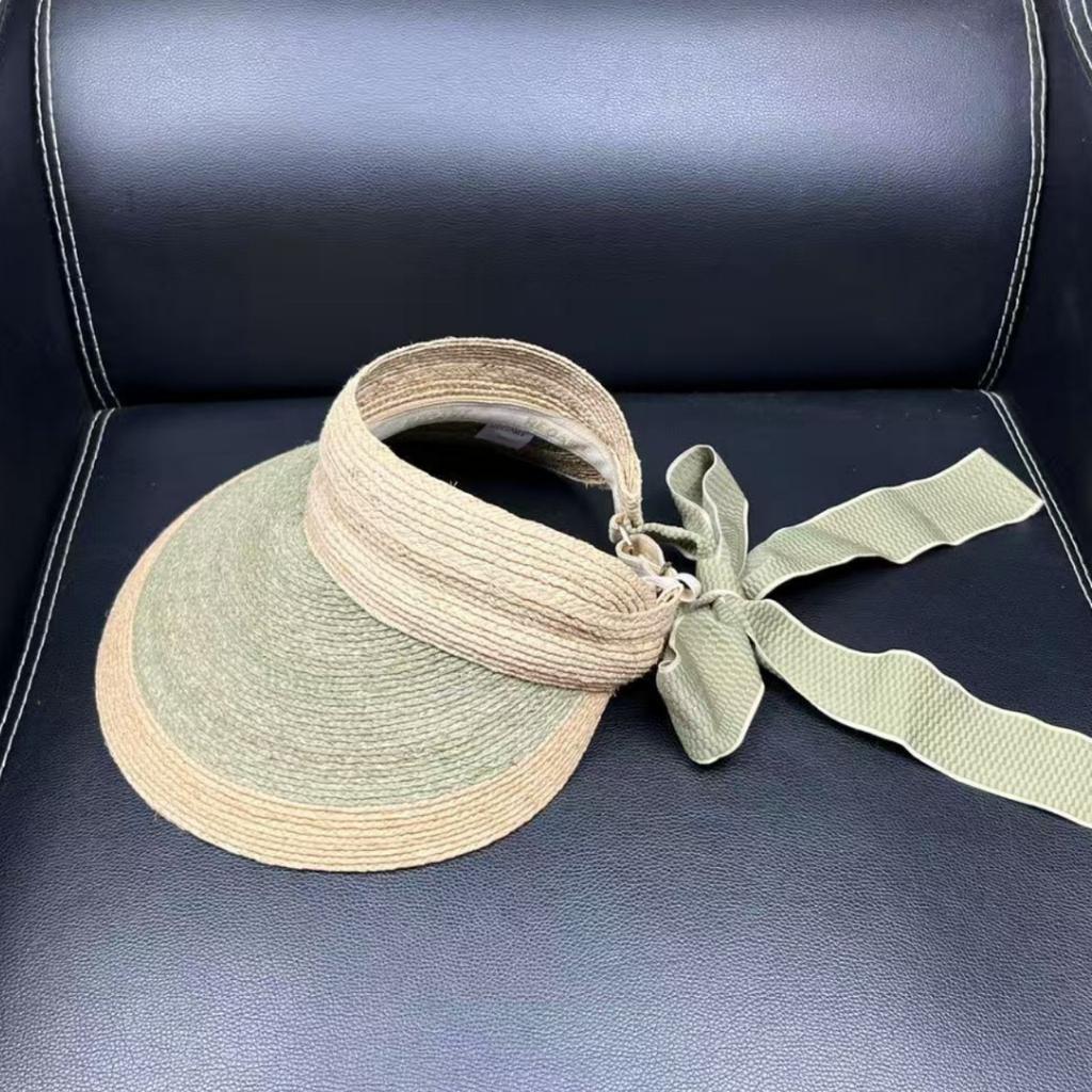 High Quality Light Luxury Summer Big Edge Sun Protection Empty Top Raffia Cap Breathable Cycling Hat Women's Straw Hat