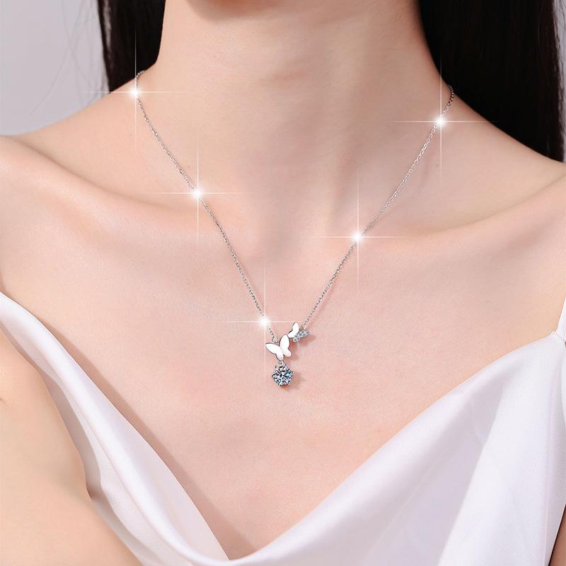 1ct Moissanite Woman Pendant Sier Necklace For Women Chains Party Bridal Fine Jewelry 925sterling Silver Necklace