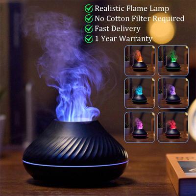 Volcanic Aroma Diffuser Essential Oil Lamp 130ml USB bærbar luftfukter med 6 farger flamme nattlys