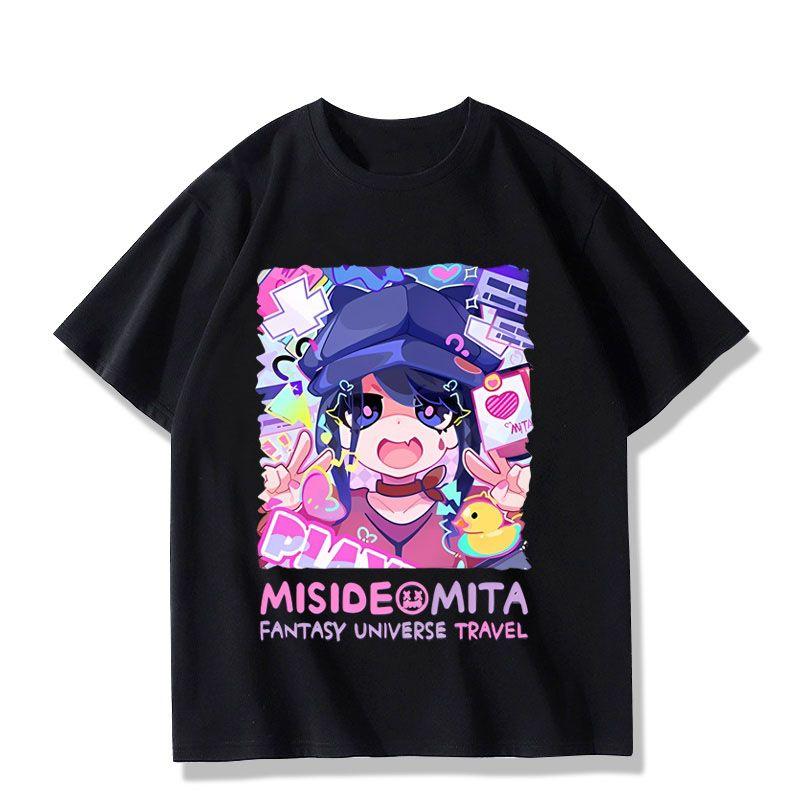 Miside Anime Peripheral Printed T-Shirt Men's Fashion Casual Wear Short Sleeve Loose and Comfortable T-Shirt Daily Men Clothing