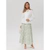 Damen Midi-Rock mit Print, Elastischer High-Waist Fließender A-Linien-Rock