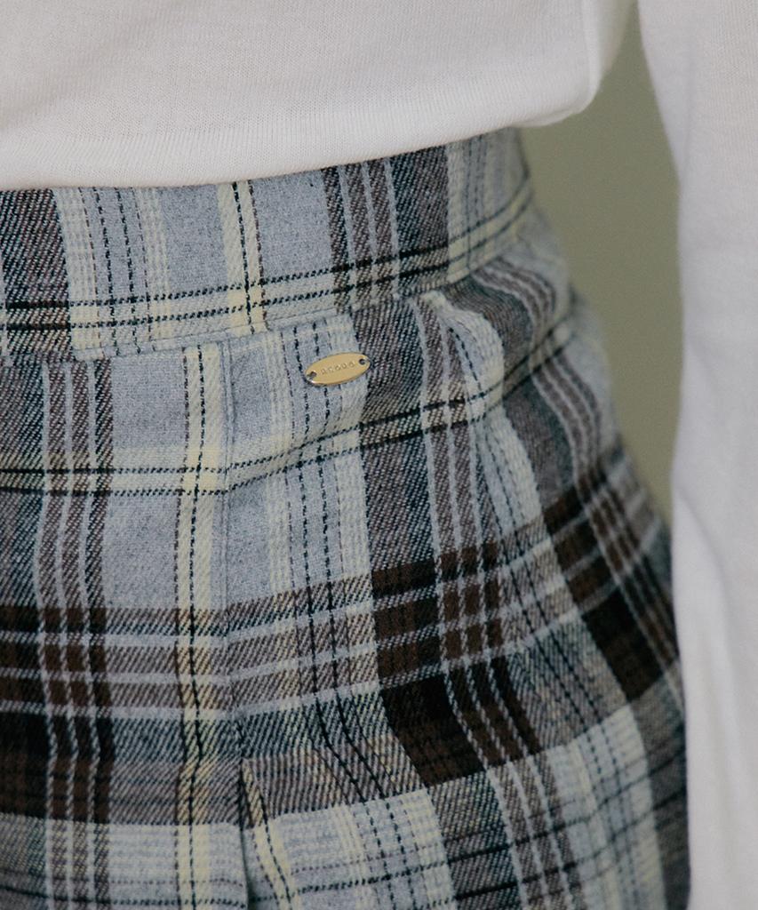 Riorg Eot Checkered Pleats Mini Skirt Gray