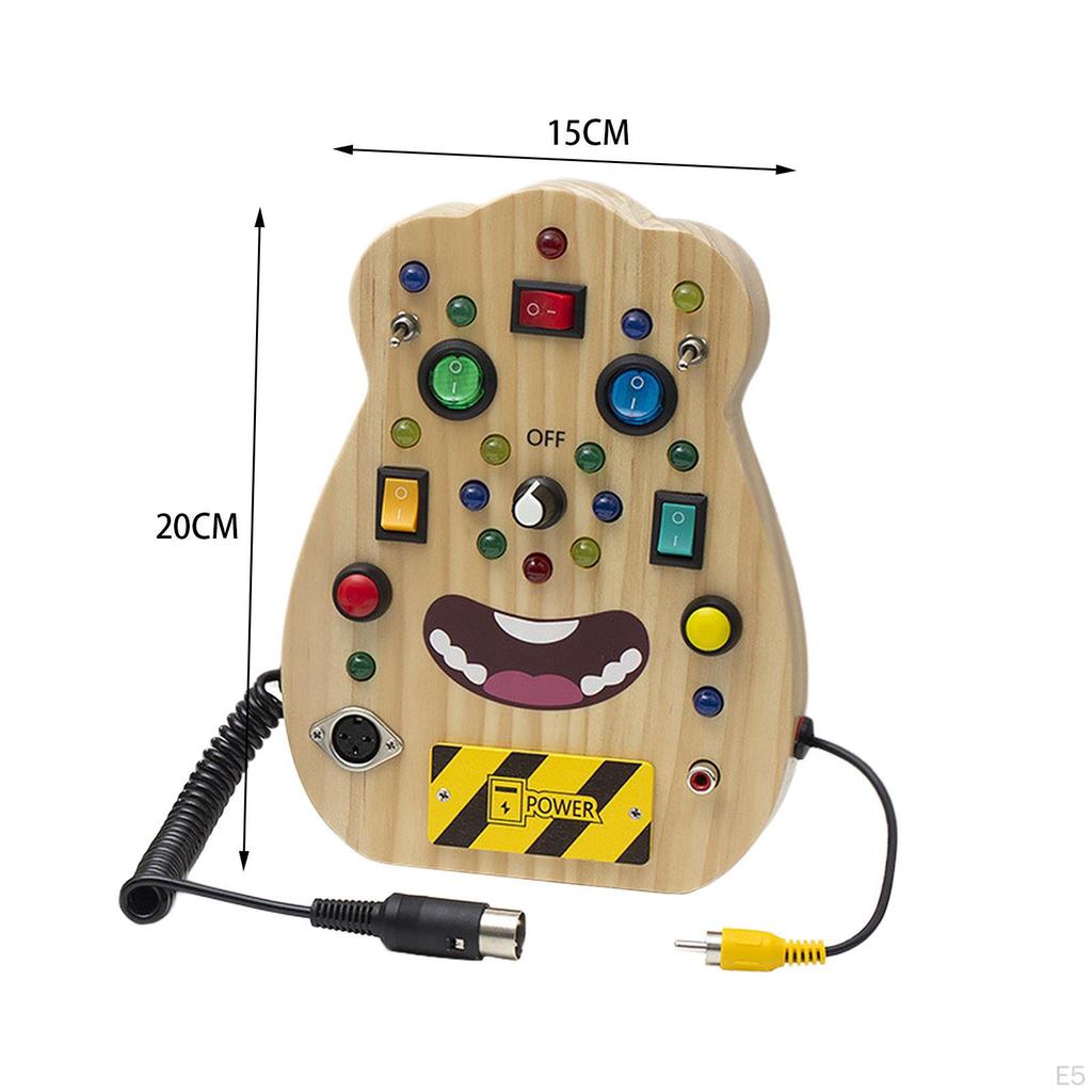 Toy Wooden Busy Board, Fine Motor Skills, Development Toy, Sensory Board LED Switch for 2 3 4