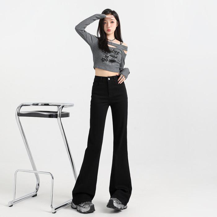 

SS&Plus Women s Velvet Thickened Flare Jeans - Autumn/Winter Elastic, Non-Stick, Slimming, Floor-Length with Good Drape Extra Large