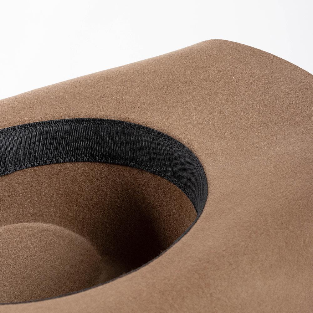100% Wolle Konkave Form Zylinderhut Mode Gürtelschnalle Dekorative Wollene Gekräuselte Breite Krempe Fedora Hut Unisex Western Cowboyhut