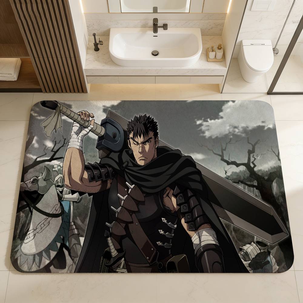 Berserk Guts Hot Anime Entrance Door Mat Nordic Style Bedroom Living Room Doormat Home Balcony Anti-Slip Modern Home Decor