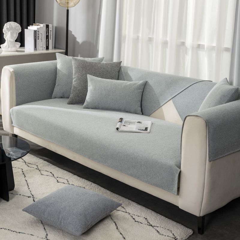 

Scandinavian Cotton Linen Sofa Cushion All Year Round General Fabrics Non Slip Linen Minimalist Modern Cushion Sofa Cover Full Cover Towel Greyish green 70*70cm