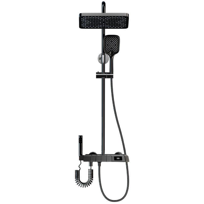 Brass 4 in 1 Square Key Button Switch Design Hot and Cold Shower Head Set with Mixer Faucet Digital Display Shower Set