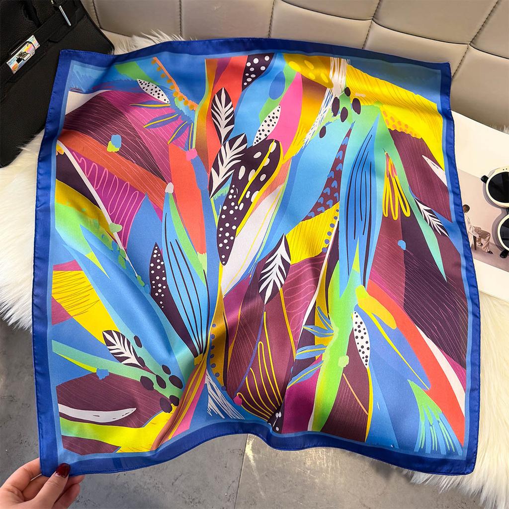Luxury Design Print Silk Square Scarfs Women Neck Ties Headscarf Suitable All Seasons Fashion Decorate Hijab Female Neckerchief