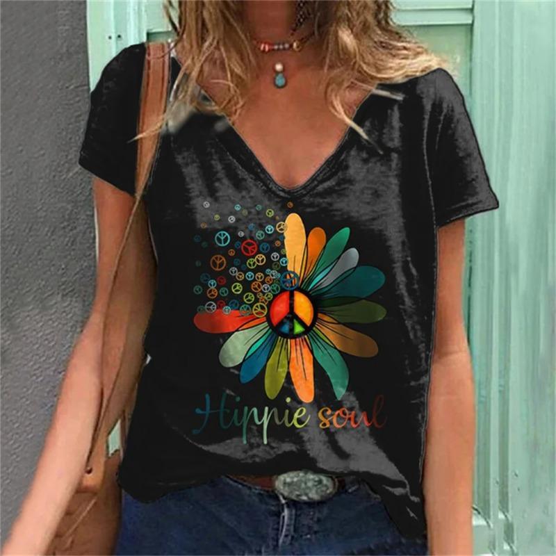 

Красочные модные женские футболки с модными персонажами, топ с 3D-принтом, повседневная футболка Harajuku с коротким рукавом и V-образным вырезом, женская одежда больших размеров 5XL небесно-голубой