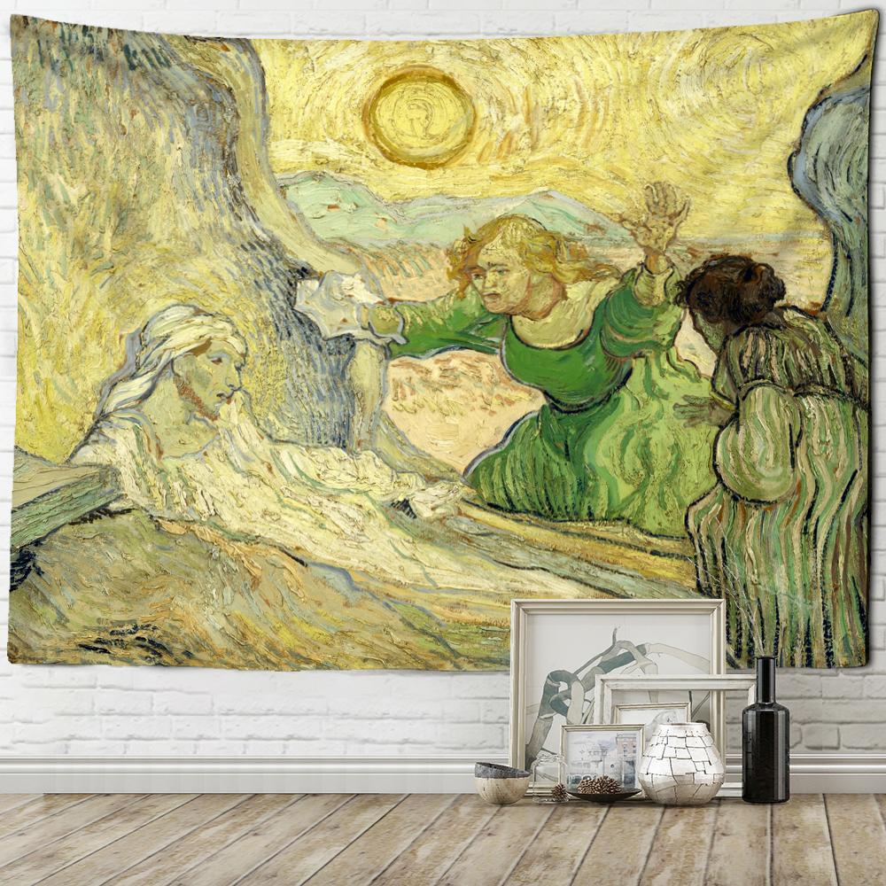 Oil Painting Farmland Tapestry Wall Hanging Hippie Psychedelic Witchcraft Van Gogh Abstract Art Home Decor